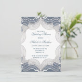 Invitation Dentelle Élégante Sur Wedding shower Bleu Gradient (Debout devant)