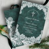 Invitation Dentelle Emerald Green Velvet Mariage religieux