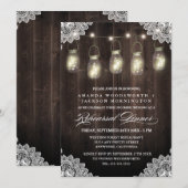 Invitation Dentelle en bois de grange Mason Répétition Dîner (Devant / Derrière)
