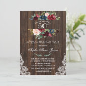 Invitation Dentelle en bois rose de Bourgogne 50e anniversair (Debout devant)