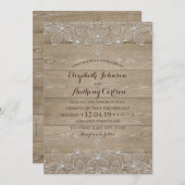Invitation Dentelle en bois rustique Élégant Vintage Mariage  (Devant / Derrière)