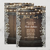 Invitation Dentelle en bois rustique et Fête des mariées de l (Devant / Derrière)