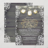 Invitation Dentelle en bois rustique Mason Jar Lights Graduat (Devant / Derrière)