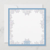 Invitation Dentelle en céramique bleu clair & flocon de neige (Dos)