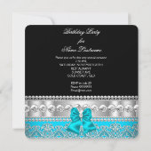 Invitation Dentelle en Diamant Bleu turquoise Anniversaire (Dos)
