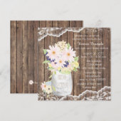 Invitation Dentelle et bois Aquarelle Fleur Jar Fête des mari (Devant / Derrière)