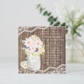 Invitation Dentelle et bois Aquarelle Fleur Jar Fête des mari (Debout devant)