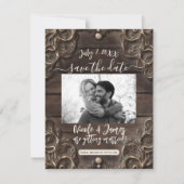 Invitation Dentelle et bois foncé Vintage rustique Enregistre (Devant)