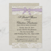 Invitation Dentelle et Burlap avec douche à lavande (Devant / Derrière)