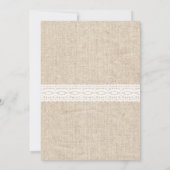 Invitation Dentelle et Fête des mariées de Burlap Rustique Hy (Dos)