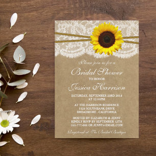 Invitation Dentelle et Fête des mariées Twine Rustique Tourne
