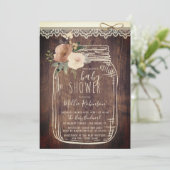 Invitation Dentelle et ficelle rustique | Baby shower Floral  (Debout devant)