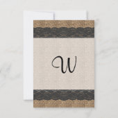 Invitation Dentelle et jute noirs rustiques (Dos)