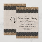 Invitation Dentelle et jute noirs rustiques (Devant / Derrière)