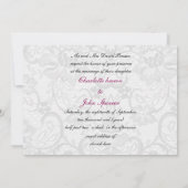Invitation Dentelle et ruban rose, mariage noir invite (Dos)