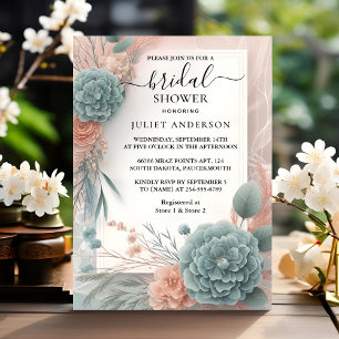 Invitation Dentelle Eucalyptus Tulle Dusty Blue Fête des mari
