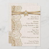 Invitation Dentelle, fleur de ruban & burlap mariage douche n (Devant / Derrière)