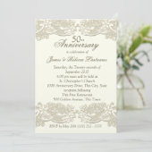 Invitation Dentelle Fleurie Vintage 50e Anniversaire (Debout devant)