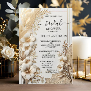 Invitation Dentelle Floral Gold Foil Fête des mariées incorpo