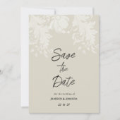 Invitation Dentelle florale blanche et neutre rustique Enregi (Devant)