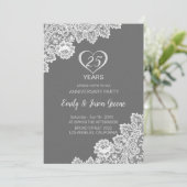 Invitation Dentelle Florale Blanche Et Roses (Debout devant)