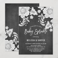 Dentelle florale blanche Faux Chalkboard Baby Spri