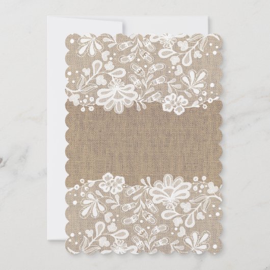 Invitation Dentelle florale blanche Mariage rustique (Dos)