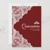 Invitation Dentelle florale blanche moderne Bourgogne Quincea (Dos)