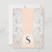 Invitation Dentelle florale blanche sur Beige Peachy (Dos)