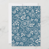 Invitation Dentelle florale bleu argenté Enregistrer la date (Dos)