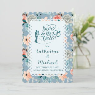 Invitation Dentelle florale bleu foncé   Calligraphie décorat