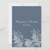 Invitation Dentelle florale bleu mauve élégant RSVP (Dos)