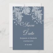 Invitation Dentelle florale bleu mauve simple Enregistrer la (Devant)