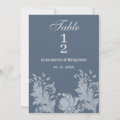 Invitation Dentelle florale bleu mauve simple Numéros de tabl (Devant)