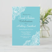 Invitation Dentelle florale bleu oeuf Robbin Sweet 16 (Debout devant)