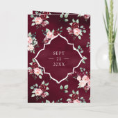 Invitation Dentelle florale bourguignonne en un seul Mariage (Dos)