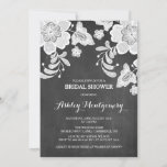 Invitation Dentelle florale | Chalkboard Bridal Shower Invita<br><div class="desc">Invitation de douche nuptiale personnalisable avec arrière - plan en tableau noir et dentelle fleurie. D'autres dentelles et des articles similaires sont disponibles.</div>