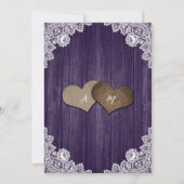 Invitation Dentelle florale en bois violet Mariage rustique r (Dos)