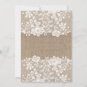 Invitation Dentelle florale et Burlap Élégante fête d'anniver (Dos)