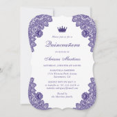Invitation Dentelle florale pourpre Quinceañera 15e anniversa (Devant)