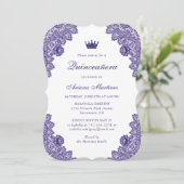 Invitation Dentelle florale pourpre Quinceañera 15e anniversa (Debout devant)