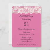 Invitation Dentelle florale rose Fille Anniversaire (Devant)