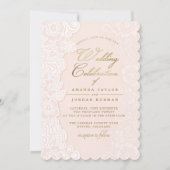 Invitation Dentelle florale rose pâle (Devant)