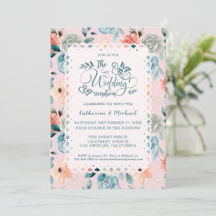 Invitation Dentelle florale rose pâle Élégante calligraphie d