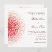 Invitation Dentelle florale rouge sur blanc (Devant / Derrière)