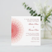 Invitation Dentelle florale rouge sur blanc (Debout devant)