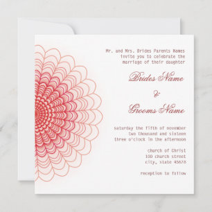 Invitation Dentelle florale rouge sur blanc