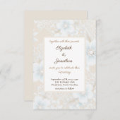 Invitation Dentelle florale rustique Mariage bleu neutre (Devant / Derrière)
