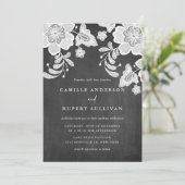 Invitation Dentelle florale rustique sur le Mariage de tablea (Debout devant)