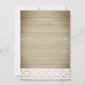 Invitation Dentelle florale sauvage en bois rustique, anniver (Dos)